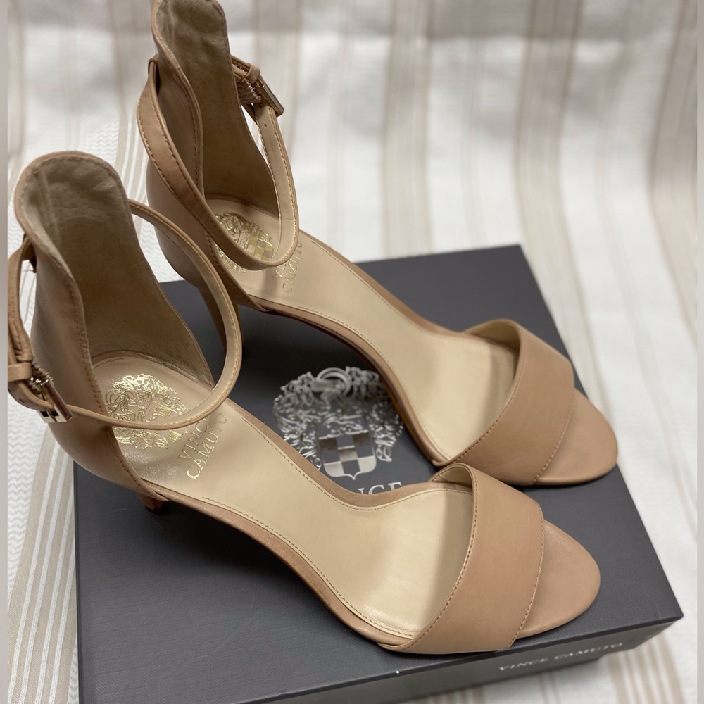 Vince Camuto Nude Leather Court High Heel Sandal sz10 - Picture 6 of 11